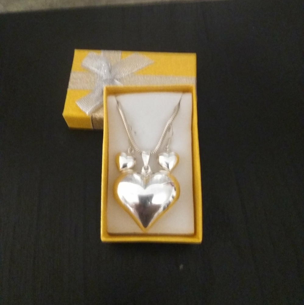 Bubble Heart Sterling Silver Set